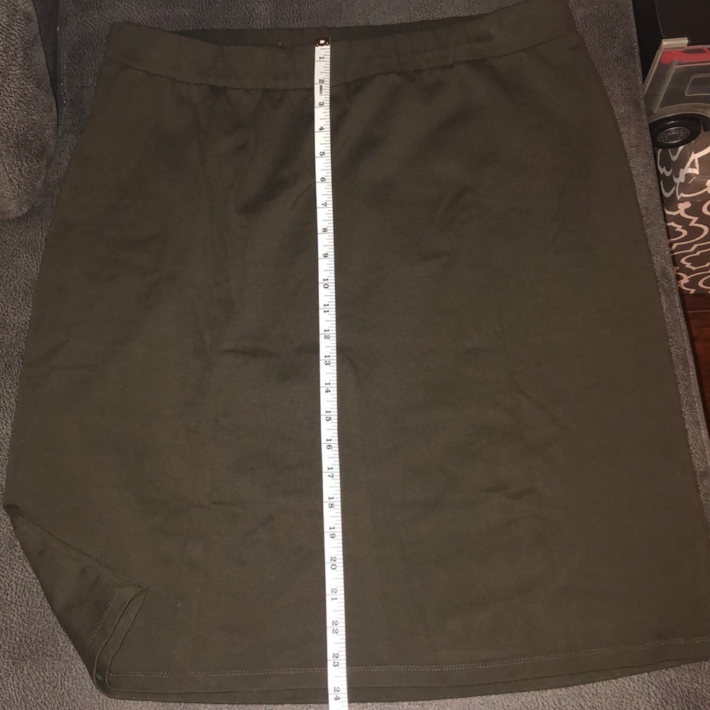 Olive knit pencil skirt
